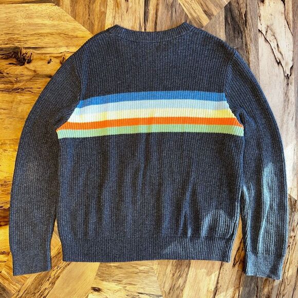 LL Bean Signature Shaker Stitch Stripe Crewneck Sweater Mens XL Blue Cotton - Picture 3 of 10